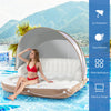 Inflatable Canopy Island Pool Float Lounge with UPF 50+ Detachable & Retractable Sunshade Canopy