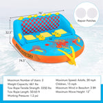 Inflatable Towable Tube for Boating, 3 Riders Water Sports Towable Boat Tube Super Sofa Towable Tube with Dual Front & Back Tow Points