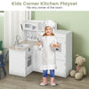 Kids Corner Kitchen Playset 8-in-1 Little Chef Wooden Pretend Play Kitchen Modular Toy Kitchen with Refrigerator & Lights Sounds
