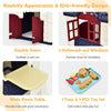 Kids Cottage Playhouse Outdoor Indoor Pretend Play House with Picnic Table, 7pcs Toy Set & Waterproof Cover