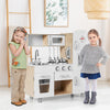 Kids Kitchen Playset Wooden Pretend Play Kitchen Little Chef Toy Kitchen Set with Cookware Utensils Water Dispenser & Storage Cabinet