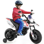 Kids Ride On Motorcycle 12V Licensed Aprilia Battery Powered Toddler Motorbike Electric Dirt Bike with Training Wheels & Lights