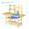 Kids Mud Kitchen Playset Wooden Pretend Play Kitchen Toddler Toy Kitchen with Removable Sink & Simulated Faucet