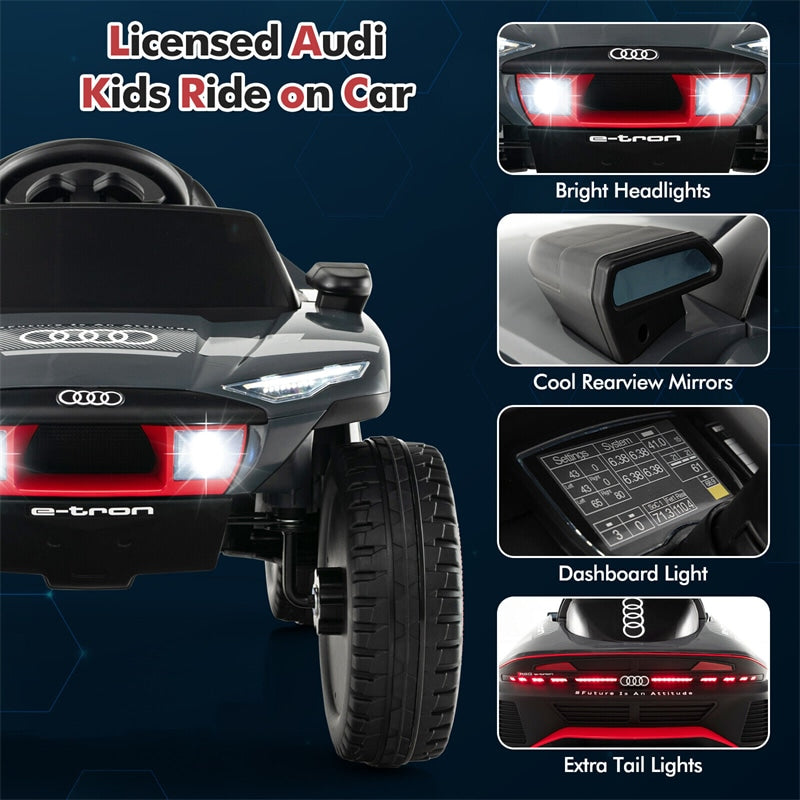 Kids Ride On Car 12V Licensed Audi E-Tron Racing Car Electric Vehicle with Remote Control & LED Lights
