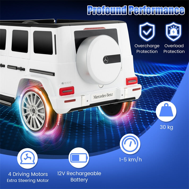 Kids Ride on Car 12V Mercedes-Benz G500 Licensed Battery Powered Ride On Truck G-Wagon Electric Vehicle with Rocking Mode & Remote Control
