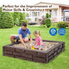 Kids Sandbox HDPE Sandpit with Cover & Bottom Liner, Outdoor Sand Play Station for Backyard Lawn Beach
