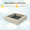 Outdoor Kids Sandbox 47" Square Sand Pit with Oxford Cover, Bottom Liner, Weather Resistant HDPE Sand Box for Backyard Play