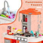 Kids Toy Kitchen Set Toddler Plastic Pretend Play Kitchen Set with 67pcs Kitchen Toys & Realistic Lights Sounds