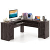 66.5" L-Shaped Home Office Desk Corner Computer Desk Space Saving Desk with Storage Drawers Adjustable Shelf & Keyboard Tray