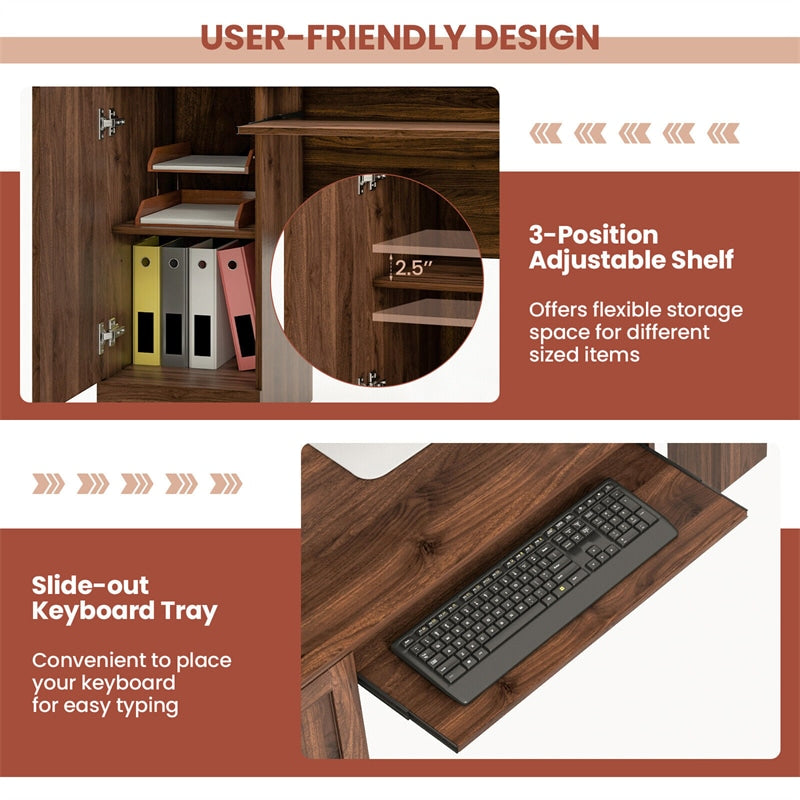 66.5" L-Shaped Home Office Desk Corner Computer Desk Space Saving Desk with Storage Drawers Adjustable Shelf & Keyboard Tray