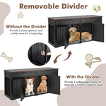 Large Double Dog Crate Furniture 72" Indoor Dog Kennel with Removable Room Divider, 2 Drawers & Doors for Medium Large Dogs