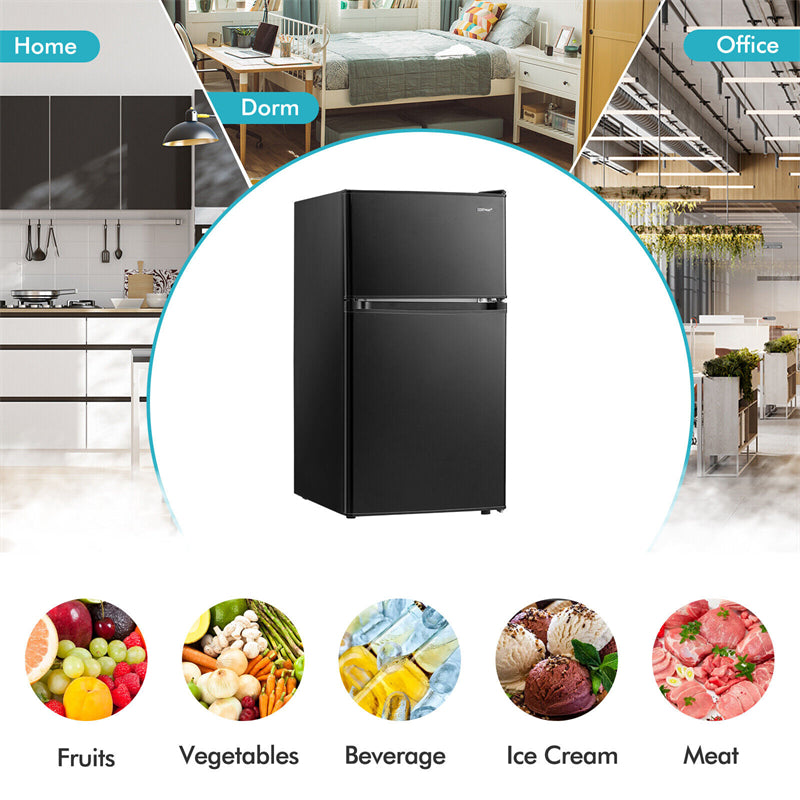 Euhomy Mini Fridge with Freezer, 3.2 Cu.Ft Mini refrigerator with freezer, Dorm  fridge with freezer 2 door(NEW White).