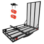 Mobility Scooter Carrier Heavy Duty Strong Folding Hitch Cargo Carrier Hitch Mount Wheelchair Carrier 500 Lbs with Ramp & 2 Tie Down Straps