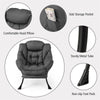 Modern Fabric Lazy Chair Upholstered Accent Sofa Chair Leisure Lounge Armchair with Folding Ottoman & Storage Pocket