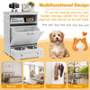 Pet Feeder Station Dog Food Storage Cabinet Dog Feeding Station Furniture with 2 Pull-out Dog Bowls for Watering & Feeding Supplies