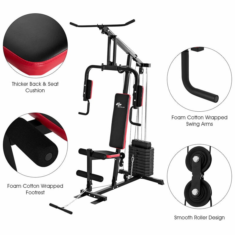 Multi-Station Home Gym System Strength Training Equipment Weight Workout Machine All-in-One Gym Workout Station with 100 lbs Weight Stack