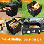 4-in-1 Multipurpose Outdoor Pizza Oven 2-Layer Wood Fired Pizza Oven Detachable Grill Oven Fire Pit with Ash Tray, Pizza Stone & Waterproof Cover