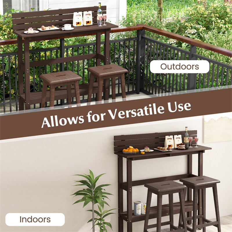 Outdoor Bar Table 48" Pub Height Patio Table All-Weather Narrow Dining Table with Storage Shelf & Adjustable Foot Pads