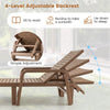 All Weather PP Outdoor Chaise Lounge Chair 4-Position Adjustable Backrest Patio Recliner Chair with Curved Armrests