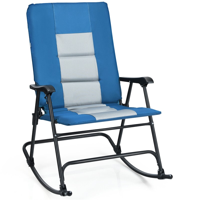 Bestoutdor Folding Rocking Chair Oversized Rocking Camping Chair Portable Lawn Chair with Padded Seat, High Back & Armrest