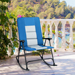 Bestoutdor Folding Rocking Chair Oversized Rocking Camping Chair Portable Lawn Chair with Padded Seat, High Back & Armrest
