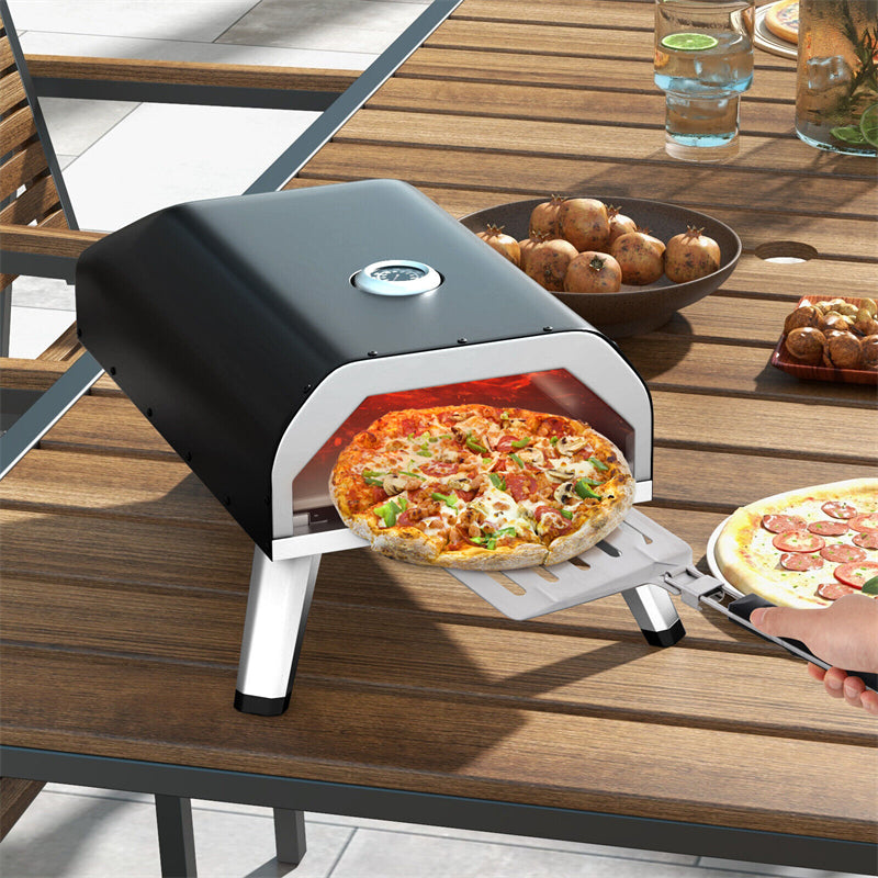 Outdoor Gas Pizza Oven 15,000 BTU Propane Pizza Oven Portable Pizza Maker with 12" Pizza Stone Foldable Legs & Storage Bag