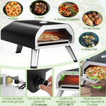 Outdoor Gas Pizza Oven 15,000 BTU Propane Pizza Oven Portable Pizza Maker with 12" Pizza Stone Foldable Legs & Storage Bag