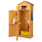 Outdoor Storage Shed Wooden Garden Storage Cabinet Waterproof Tool Shed with Lockable Doors & Foldable Table