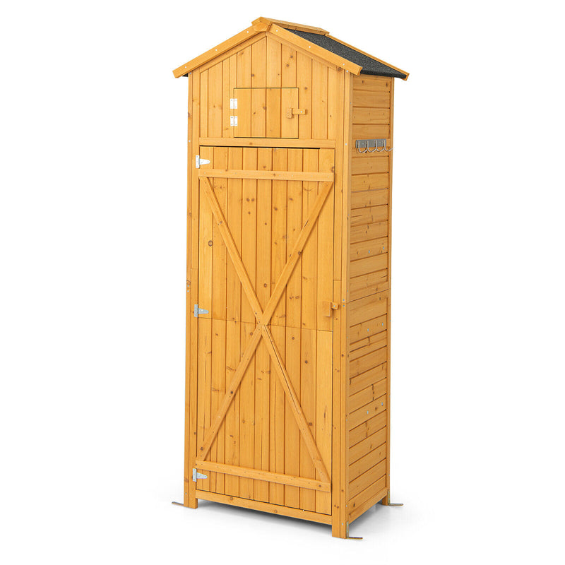 Outdoor Storage Shed Wooden Garden Storage Cabinet Waterproof Tool Shed with Lockable Doors & Foldable Table