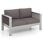 Patio Aluminum Loveseat Sofa Outdoor Lounge Furniture Outside 2 Seater Garden Sofa with Thick Back & Seat Cushions
