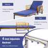 Patio Chaise Lounge Acacia Wood Metal Frame Adjustable Reclining Pool Lounge Chair with Cushion
