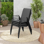Patio Rattan Chairs Set of 4 Stackable Outdoor Dining Chairs with Wicker Woven Backrest & Seat, Heavy-Duty Metal Frame