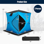 Pop-up Ice Fishing Shelter 2-Person Insulated Ice Fishing Tent Portable Ice Shanty Thermal Ice Shack with Cotton Padded Walls & Carrying Bag