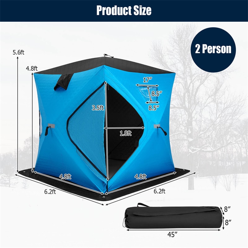 Bestoutdor Pop-up 2-Person Ice Fishing Shelter Insulated Ice Tent Sale