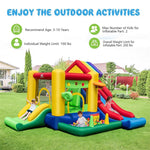 7-in-1 Rainbow Castle Inflatable Bounce House Backyard Dual Slide Bouncy House with 735W Blower & 50 Ocean Balls for Kids Indoor Outdoor Party Fun