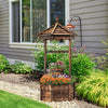 Rustic Wooden Wishing Well Planter Hexagonal Bucket Flower Plants Planter for Outdoor Backyard Garden Decor