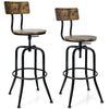 Set of 2 Woodsboro Adjustable Barstools Industrial Bar Stools Swivel Counter Height Dining Chairs with Detachable Arc-Shaped Backrest