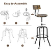 Set of 2 Woodsboro Barstools Adjustable Industrial Bar Stools Swivel Counter Height Dining Chairs with Detachable Arc-Shaped Backrest