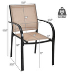 Stackable Patio Dining Chairs Set of 2 Outdoor Lawn Sling Chairs with Armrests & Breathable Fabric