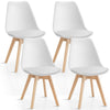 Set of 4 Mid Century Modern Dining Chairs High Backrest Kitchen Side Chairs with Padded Seats & Solid Wood Legs