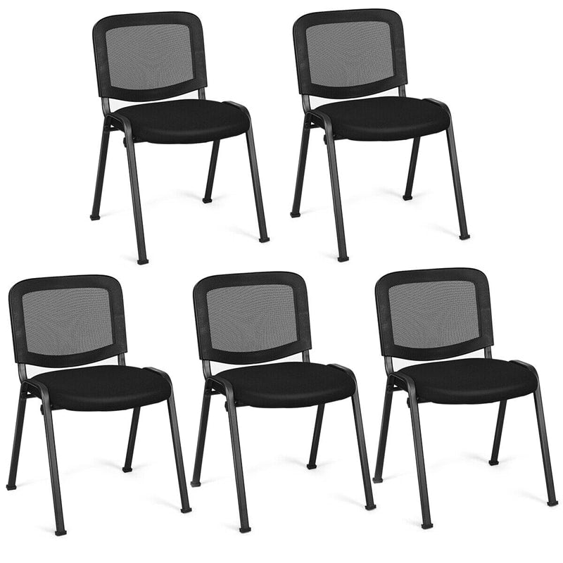 Conference Chair Set of 5 Stackable Office Chair Ergonomic Waiting Room Guest Reception Chair with Upholstered Seat & Mesh Back