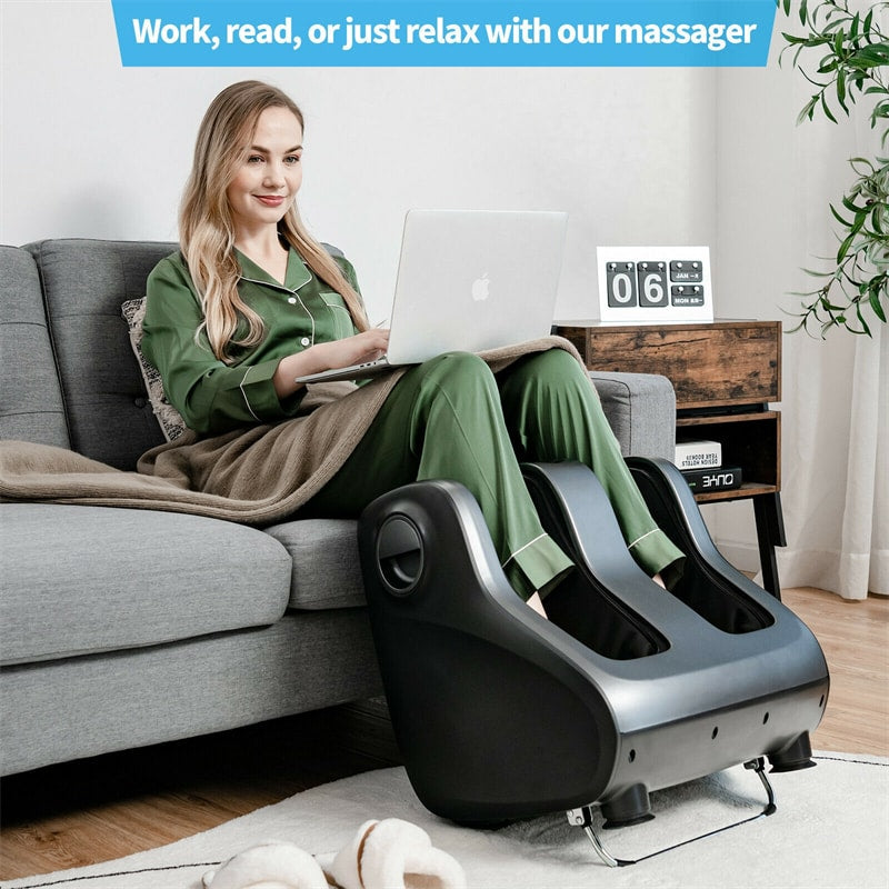 Shiatsu Foot and Calf Massager Vibration Foot Massager with Heat, Kneading, Adjustable Tilt Base & Remote Control