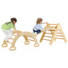 Toddler Climbing Toys 5 in 1 Montessori Wooden Arch Climber Ladder Kids Triangle Climber Play Gym Set with Sliding Ramp