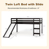 Twin Loft Bed with Slide, Solid Wood Low Loft Bed Twin Loft Bed Frame for Kids Bedroom with Climbing Ladder & Storage Space