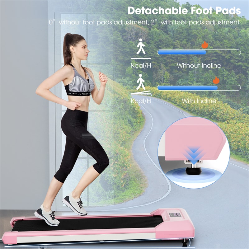Walking Pad 2 in 1 Under Desk Treadmill 2.25 HP Portable Walking Jogging Machine for Home Office with Remote Control & LED Display