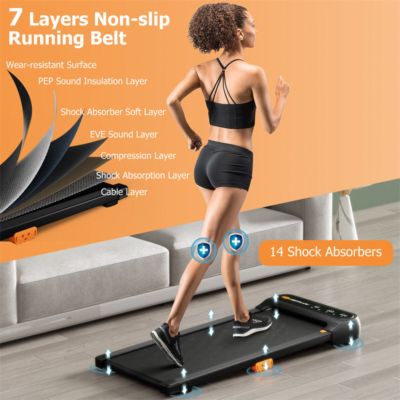 Walking Pad 2-in-1 Under Desk Treadmill 265 lbs Capacity with Watch-Like Remote Control & LED Touch Screen for Home Office