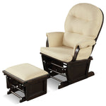 Baby Nursery Glider Chair & Ottoman Set Wood Nursery Rocking Chair with Padded Armrests & Detachable Cushion