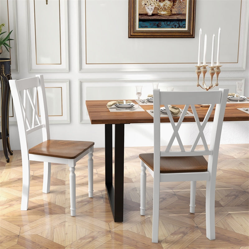 Modern Wood Dining Chairs Set of 4 Farmhouse Kitchen Chairs with Rubber Wood Seats & Acacia Wood Legs