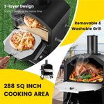 Wood Fired Pizza Oven 2-Layer Outdoor Pizza Maker Oven with Pizza Stone, Pizza Peel & Removable Cooking Rack