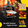 Wood Fired Pizza Oven 2-Layer Outdoor Pizza Maker Oven with Pizza Stone, Pizza Peel & Removable Cooking Rack